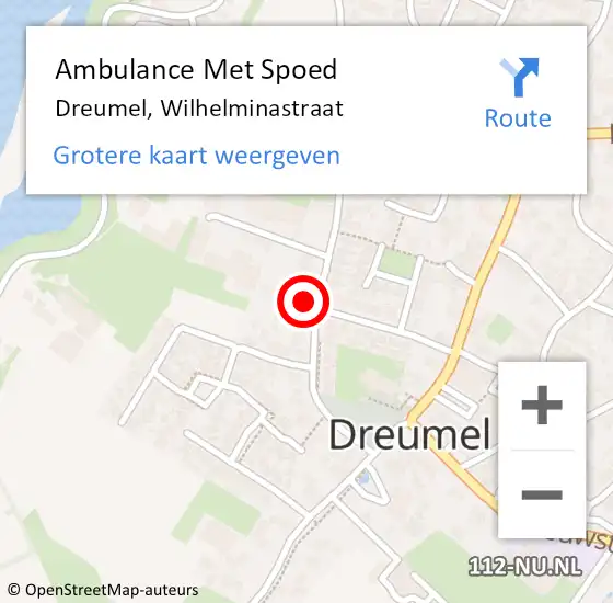 Locatie op kaart van de 112 melding: Ambulance Met Spoed Naar Dreumel, Wilhelminastraat op 24 februari 2022 07:35