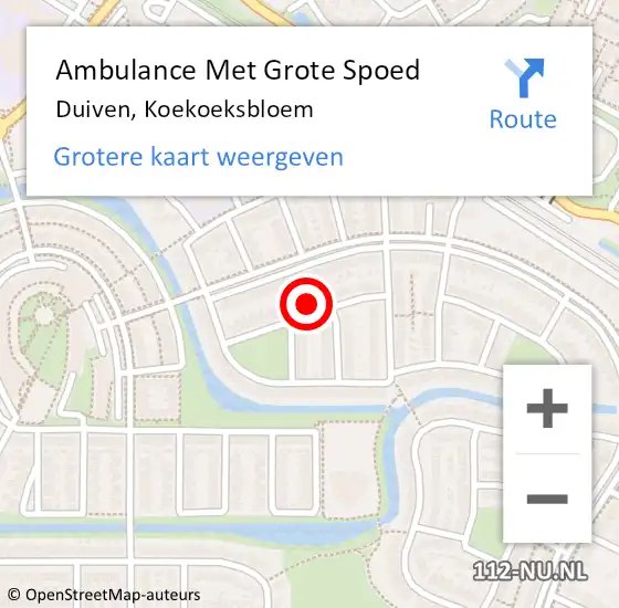 Locatie op kaart van de 112 melding: Ambulance Met Grote Spoed Naar Duiven, Koekoeksbloem op 24 februari 2022 07:59