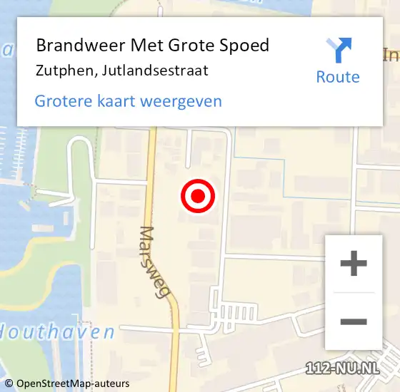 Locatie op kaart van de 112 melding: Brandweer Met Grote Spoed Naar Zutphen, Jutlandsestraat op 24 februari 2022 08:07