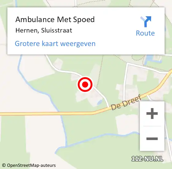 Locatie op kaart van de 112 melding: Ambulance Met Spoed Naar Hernen, Sluisstraat op 24 februari 2022 08:19