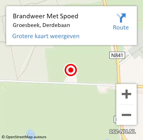 Locatie op kaart van de 112 melding: Brandweer Met Spoed Naar Groesbeek, Derdebaan op 24 februari 2022 08:28