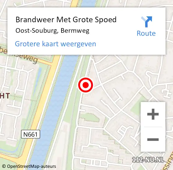 Locatie op kaart van de 112 melding: Brandweer Met Grote Spoed Naar Oost-Souburg, Bermweg op 24 februari 2022 08:31