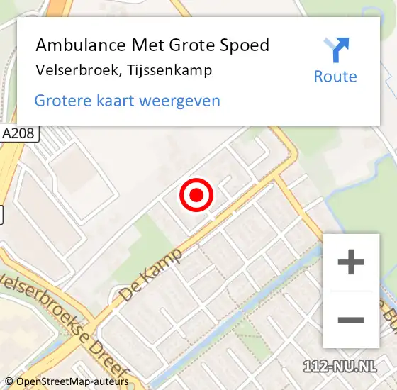 Locatie op kaart van de 112 melding: Ambulance Met Grote Spoed Naar Velserbroek, Tijssenkamp op 24 februari 2022 08:35