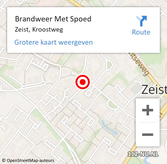 Locatie op kaart van de 112 melding: Brandweer Met Spoed Naar Zeist, Kroostweg op 24 februari 2022 08:40