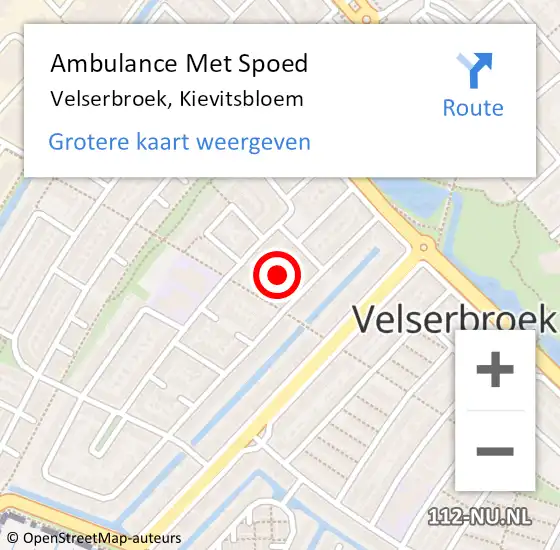 Locatie op kaart van de 112 melding: Ambulance Met Spoed Naar Velserbroek, Kievitsbloem op 24 februari 2022 08:53