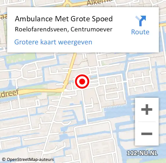 Locatie op kaart van de 112 melding: Ambulance Met Grote Spoed Naar Roelofarendsveen, Centrumoever op 24 februari 2022 09:26