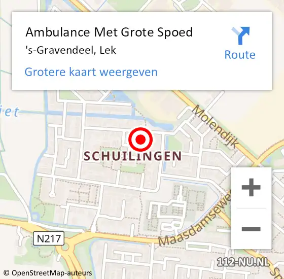 Locatie op kaart van de 112 melding: Ambulance Met Grote Spoed Naar 's-Gravendeel, Lek op 24 februari 2022 09:28