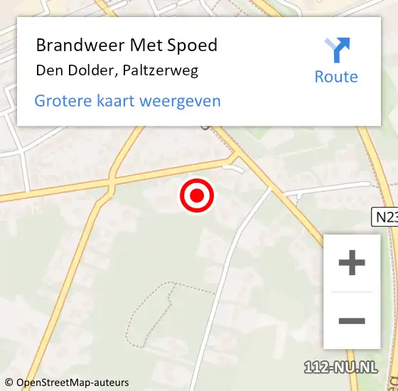 Locatie op kaart van de 112 melding: Brandweer Met Spoed Naar Den Dolder, Paltzerweg op 24 februari 2022 09:37
