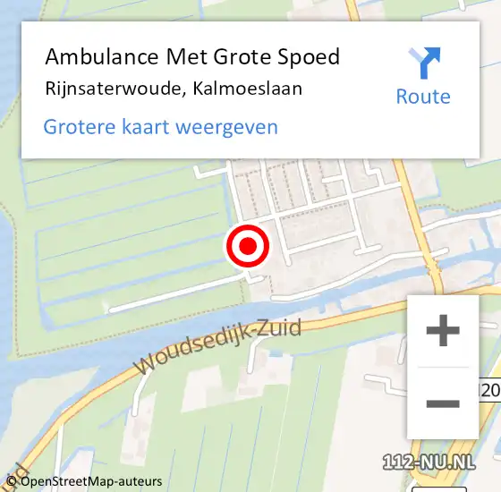 Locatie op kaart van de 112 melding: Ambulance Met Grote Spoed Naar Rijnsaterwoude, Kalmoeslaan op 24 februari 2022 09:55