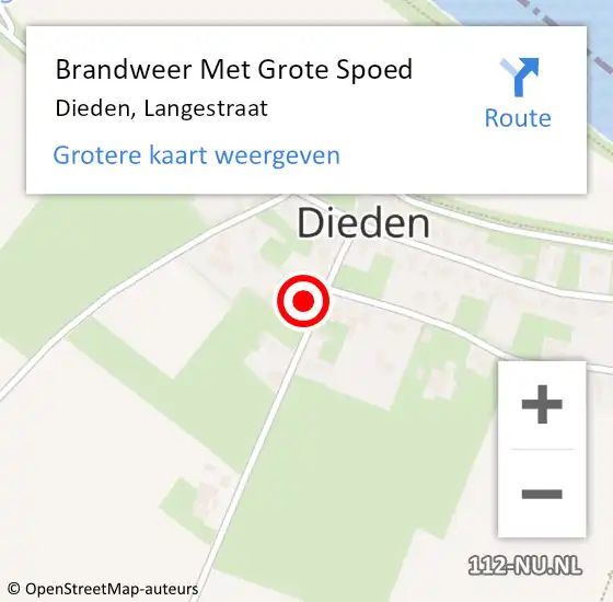 Locatie op kaart van de 112 melding: Brandweer Met Grote Spoed Naar Dieden, Langestraat op 24 februari 2022 10:17