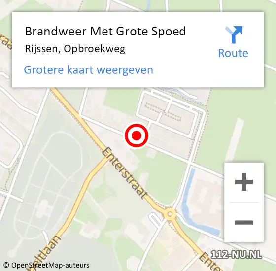 Locatie op kaart van de 112 melding: Brandweer Met Grote Spoed Naar Rijssen, Opbroekweg op 24 februari 2022 10:40