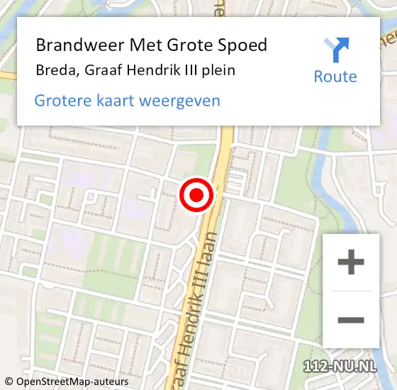 Locatie op kaart van de 112 melding: Brandweer Met Grote Spoed Naar Breda, Graaf Hendrik III plein op 24 februari 2022 10:46