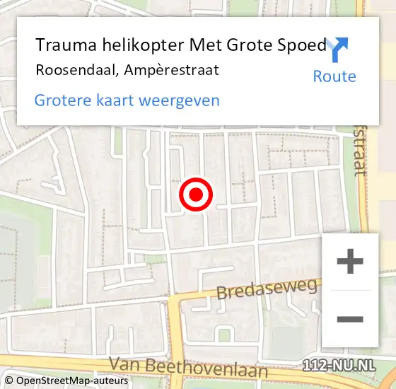 Locatie op kaart van de 112 melding: Trauma helikopter Met Grote Spoed Naar Roosendaal, Ampèrestraat op 24 februari 2022 11:02