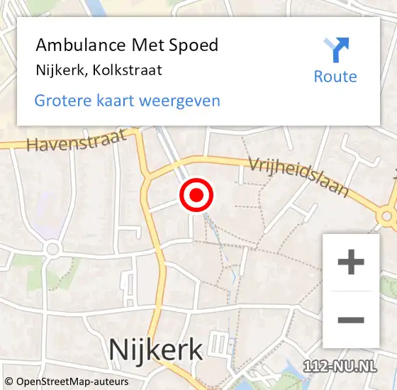 Locatie op kaart van de 112 melding: Ambulance Met Spoed Naar Nijkerk, Kolkstraat op 24 februari 2022 11:05