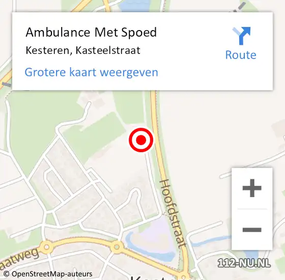 Locatie op kaart van de 112 melding: Ambulance Met Spoed Naar Kesteren, Kasteelstraat op 24 februari 2022 11:28