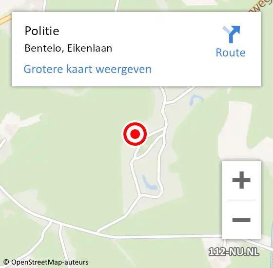Locatie op kaart van de 112 melding: Politie Bentelo, Eikenlaan op 24 februari 2022 11:30