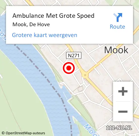 Locatie op kaart van de 112 melding: Ambulance Met Grote Spoed Naar Mook, De Hove op 24 februari 2022 11:41