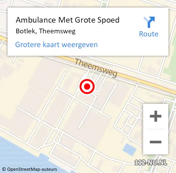 Locatie op kaart van de 112 melding: Ambulance Met Grote Spoed Naar Botlek, Theemsweg op 24 februari 2022 11:47