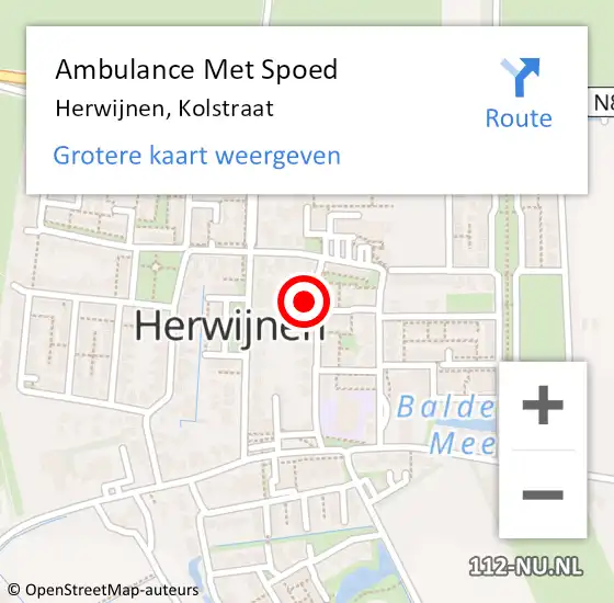 Locatie op kaart van de 112 melding: Ambulance Met Spoed Naar Herwijnen, Kolstraat op 24 februari 2022 11:55