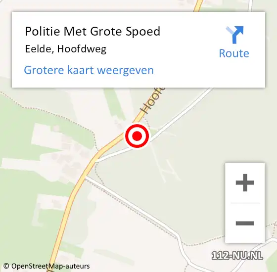 Locatie op kaart van de 112 melding: Politie Met Grote Spoed Naar Eelde, Hoofdweg op 24 februari 2022 12:01