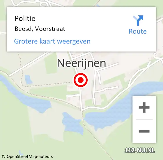 Locatie op kaart van de 112 melding: Politie Beesd, Voorstraat op 24 februari 2022 12:07