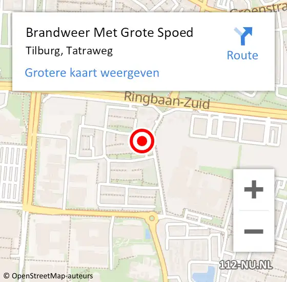 Locatie op kaart van de 112 melding: Brandweer Met Grote Spoed Naar Tilburg, Tatraweg op 24 februari 2022 12:09