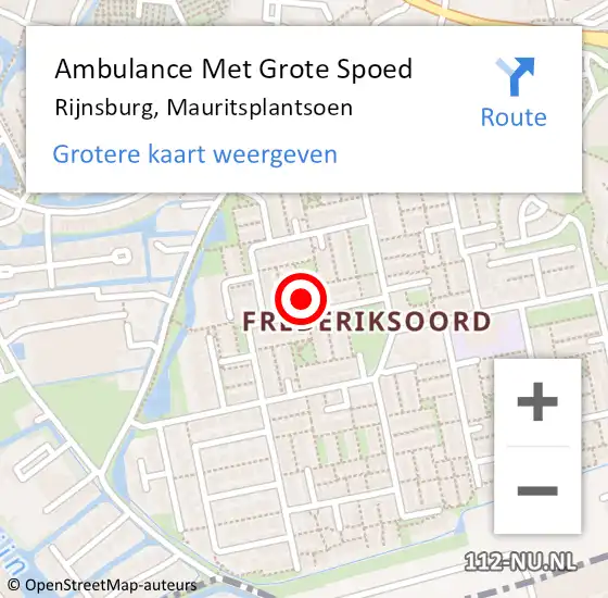 Locatie op kaart van de 112 melding: Ambulance Met Grote Spoed Naar Rijnsburg, Mauritsplantsoen op 24 februari 2022 12:23