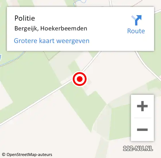 Locatie op kaart van de 112 melding: Politie Bergeijk, Hoekerbeemden op 24 februari 2022 12:24