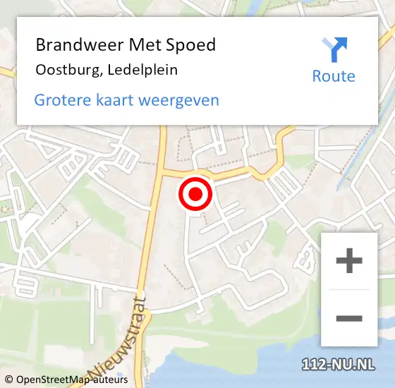 Locatie op kaart van de 112 melding: Brandweer Met Spoed Naar Oostburg, Ledelplein op 24 februari 2022 12:28