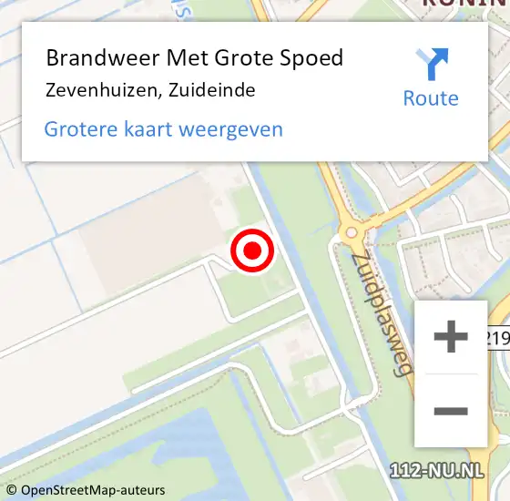 Locatie op kaart van de 112 melding: Brandweer Met Grote Spoed Naar Zevenhuizen, Zuideinde op 24 februari 2022 12:54