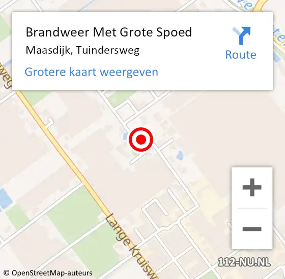 Locatie op kaart van de 112 melding: Brandweer Met Grote Spoed Naar Maasdijk, Tuindersweg op 24 februari 2022 13:04