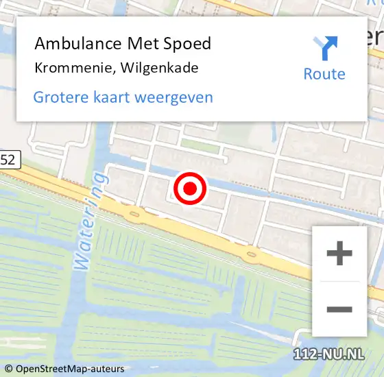 Locatie op kaart van de 112 melding: Ambulance Met Spoed Naar Krommenie, Wilgenkade op 24 februari 2022 13:14