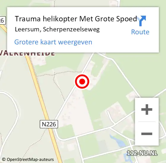 Locatie op kaart van de 112 melding: Trauma helikopter Met Grote Spoed Naar Leersum, Scherpenzeelseweg op 24 februari 2022 13:15