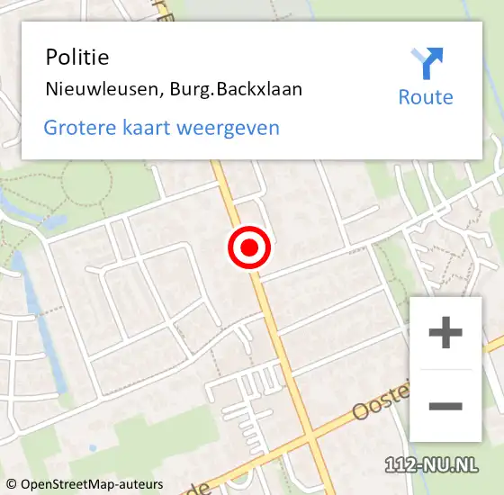 Locatie op kaart van de 112 melding: Politie Nieuwleusen, Burg.Backxlaan op 24 februari 2022 13:22