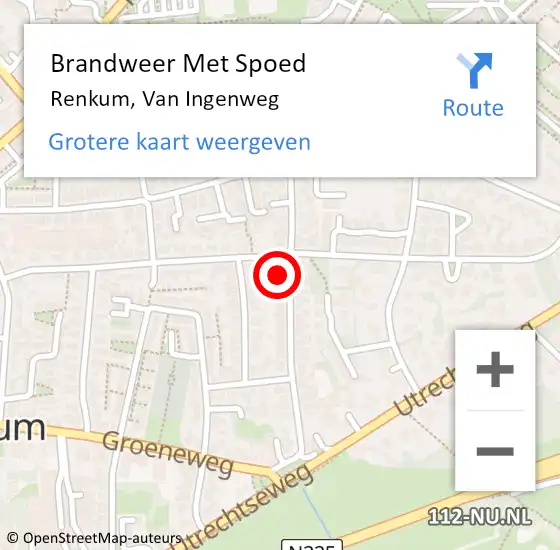 Locatie op kaart van de 112 melding: Brandweer Met Spoed Naar Renkum, Van Ingenweg op 24 februari 2022 13:37