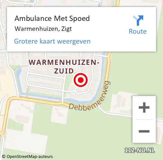 Locatie op kaart van de 112 melding: Ambulance Met Spoed Naar Warmenhuizen, Zigt op 24 februari 2022 13:46
