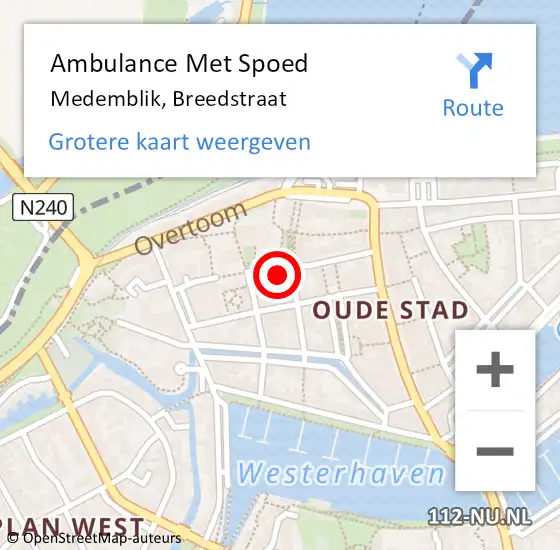 Locatie op kaart van de 112 melding: Ambulance Met Spoed Naar Medemblik, Breedstraat op 24 februari 2022 13:47