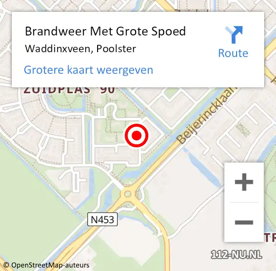 Locatie op kaart van de 112 melding: Brandweer Met Grote Spoed Naar Waddinxveen, Poolster op 24 februari 2022 13:53