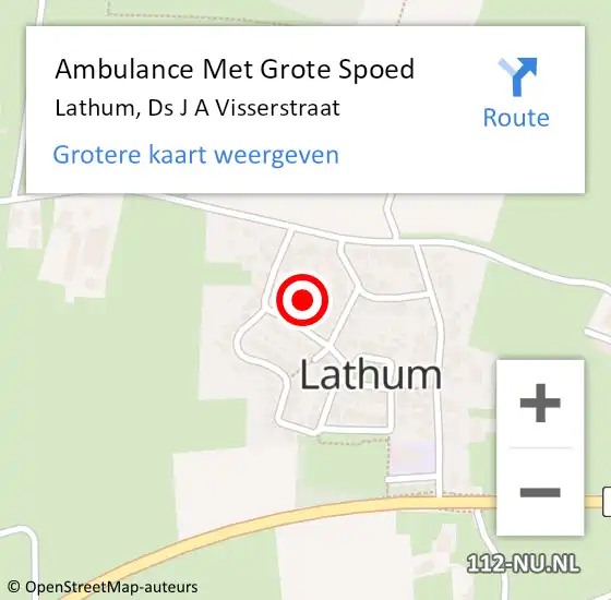 Locatie op kaart van de 112 melding: Ambulance Met Grote Spoed Naar Lathum, Ds J A Visserstraat op 24 februari 2022 13:54