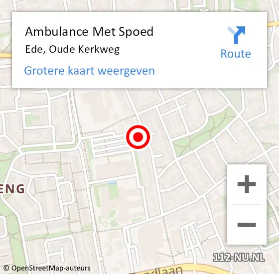 Locatie op kaart van de 112 melding: Ambulance Met Spoed Naar Ede, Oude Kerkweg op 24 februari 2022 14:02