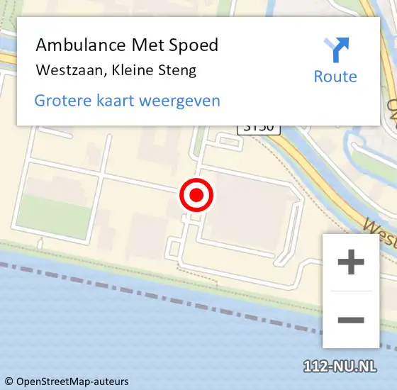 Locatie op kaart van de 112 melding: Ambulance Met Spoed Naar Westzaan, Kleine Steng op 24 februari 2022 14:04