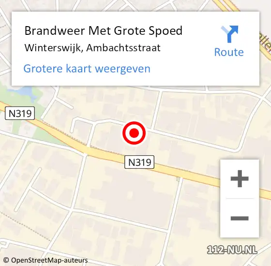 Locatie op kaart van de 112 melding: Brandweer Met Grote Spoed Naar Winterswijk, Ambachtsstraat op 24 februari 2022 14:21