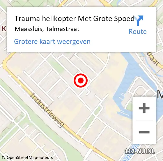 Locatie op kaart van de 112 melding: Trauma helikopter Met Grote Spoed Naar Maassluis, Talmastraat op 24 februari 2022 14:23