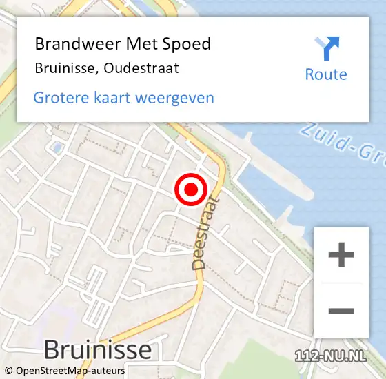 Locatie op kaart van de 112 melding: Brandweer Met Spoed Naar Bruinisse, Oudestraat op 24 februari 2022 14:35