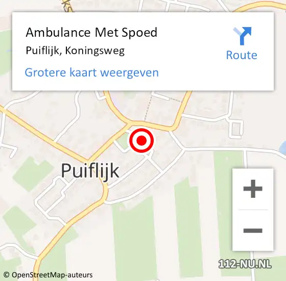 Locatie op kaart van de 112 melding: Ambulance Met Spoed Naar Puiflijk, Koningsweg op 24 februari 2022 14:43