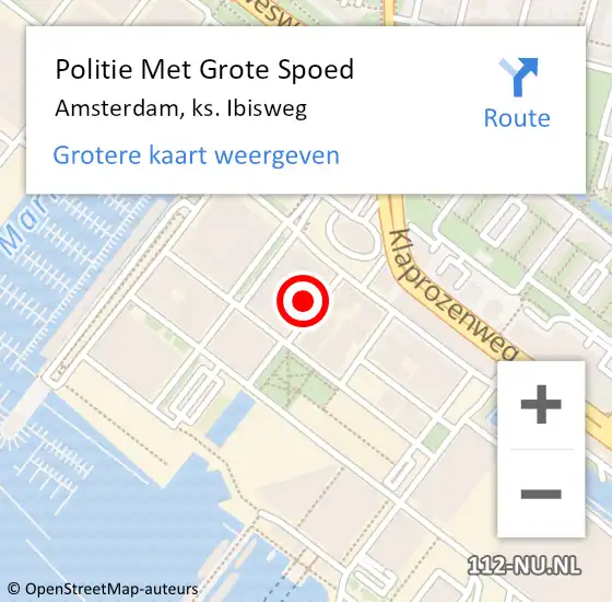 Locatie op kaart van de 112 melding: Politie Met Grote Spoed Naar Amsterdam, ks. Ibisweg op 24 februari 2022 14:47