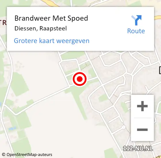 Locatie op kaart van de 112 melding: Brandweer Met Spoed Naar Diessen, Raapsteel op 24 februari 2022 15:08