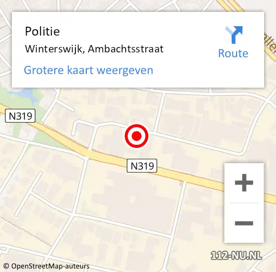 Locatie op kaart van de 112 melding: Politie Winterswijk, Ambachtsstraat op 24 februari 2022 15:24