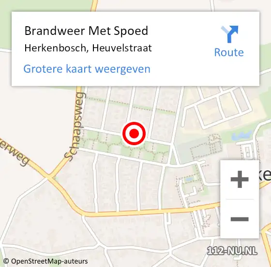 Locatie op kaart van de 112 melding: Brandweer Met Spoed Naar Herkenbosch, Heuvelstraat op 24 februari 2022 15:33