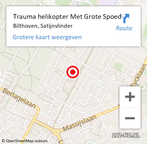 Locatie op kaart van de 112 melding: Trauma helikopter Met Grote Spoed Naar Bilthoven, Satijnvlinder op 24 februari 2022 15:33